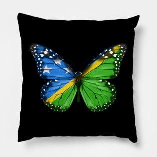 Solomon Islanders Flag  Butterfly - Gift for Solomon Islanders From Solomon Islands Pillow