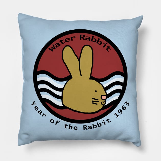 Water Bunny Rabbit Year of the Rabbit 1963 Pillow by ellenhenryart