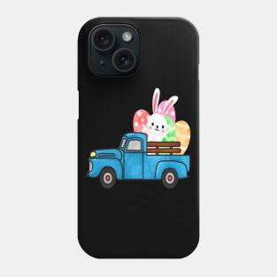 Easter Rabbit Eggs Blue Truck Phone Case