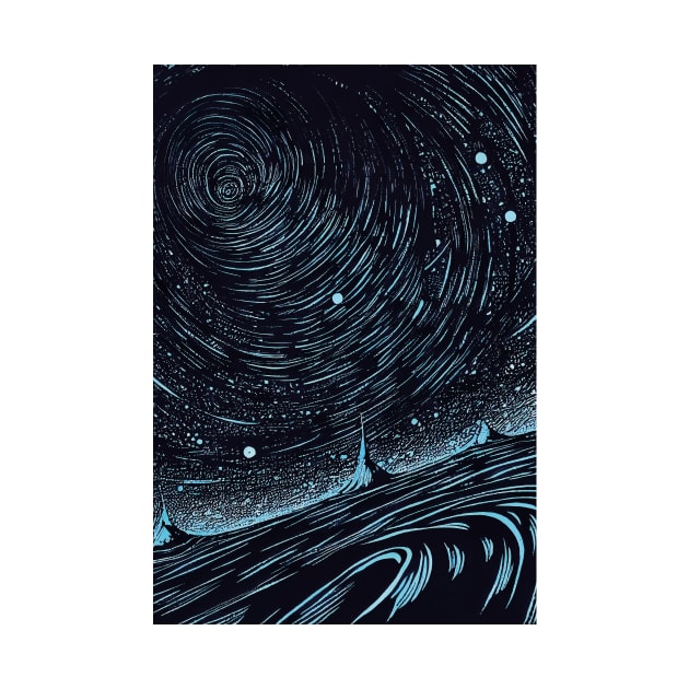 Space Painting in Abstract style, in Blue and Black Tones by MelihsDump