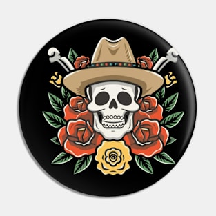 Traditional Cowboy Skull tattoo art Pin