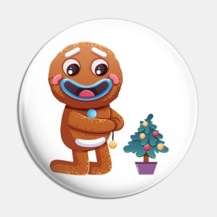 Christmas Sticker, Ginger Man Sticker Pin