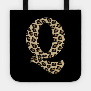 Letter Q Leopard Cheetah Monogram Initial Tote