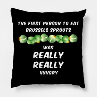 Brussels Sprouts White Text Pillow