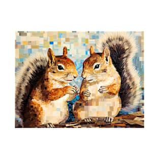 Squirrel Animal Art Decor Paint Mosaic T-Shirt