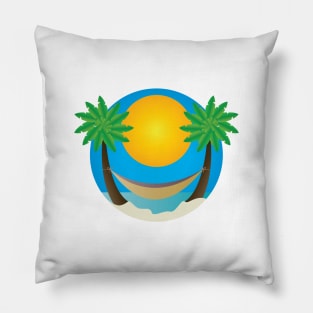 Hammock palm trees sun beach Pillow