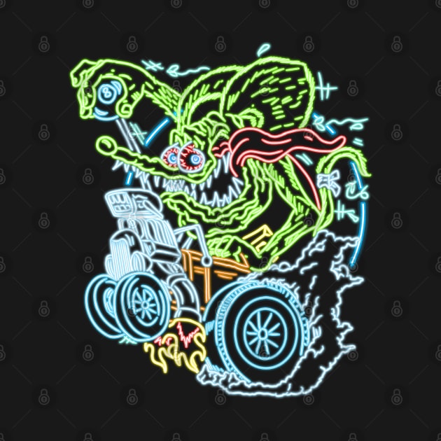 Rat Fink neon style by AlanSchell76