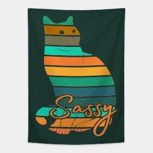 Tropical Colors Cat Art Tapestry