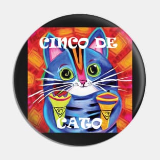 Cinco De Cato, Blue Cat Playing Maracas Music Pin