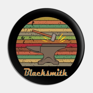 Retro Sunset Blacksmithing Work Tools Gift Shirt Pin