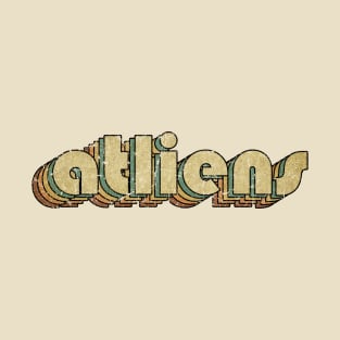 Atliens // Vintage Rainbow Typography Style // 70s T-Shirt