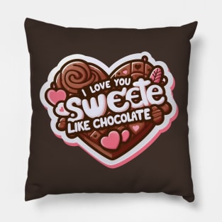 Happy Valentine's Day With Sweet Chocolate Heart - T-shirt for Couples Pillow