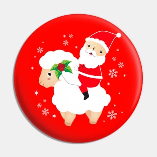 Santa Riding Sheep funny christmas Pin