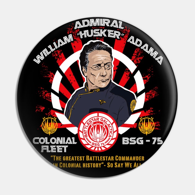 BSG 75 Admiral William Husker Adama Pin by Alema Art