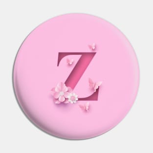 Z Letter Personalized, Pink Minimal Cute Design, Birthday Gift, Christmas Gift Pin