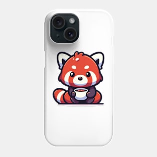 Tea Time Tranquility - Red Panda's Relaxing Refreshment Phone Case