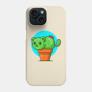 Cute Cat Cactus Cartoon Illustration Phone Case