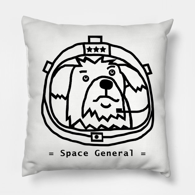 Space General Fergus Dog Astronaut Portrait Outline Pillow by ellenhenryart