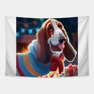 Cute Basset Hound Drawing Tapestry