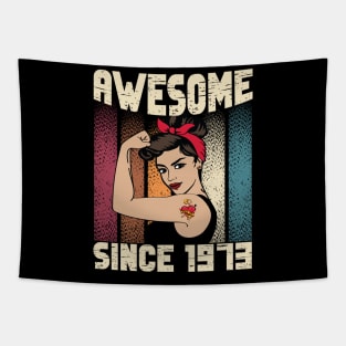 Awesome since 1973,49th Birthday Gift women 49 years old Birthday Tapestry