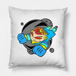 Cartoon boy flying the galaxy Pillow