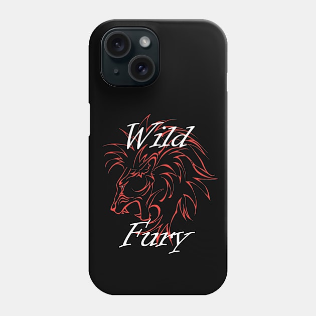 Lion Wild Fury contours red white Phone Case by Animalistics