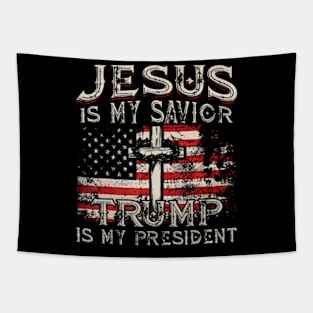 Jesus Is My Savior Trump Is My President American Flag Tapestry