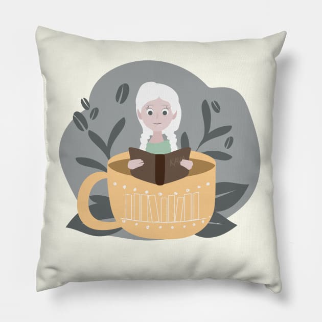 Magic girl in cup Pillow by Evgenija.S