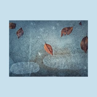 fallen leaves frozen in a puddle T-Shirt