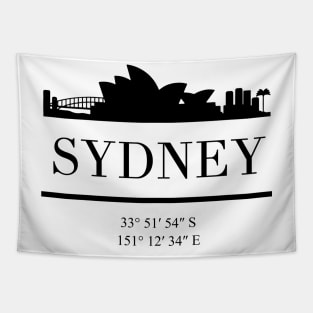 SYDNEY AUSTRALIA BLACK SILHOUETTE SKYLINE ART Tapestry