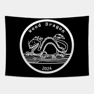 Wood Dragon 2024 Year of the Dragon White Line Tapestry