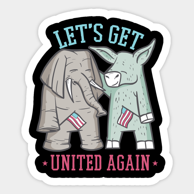 Elephant and Donkey Together - United Again - Sticker | TeePublic Elephant and Donkey Together - United Again - Sticker | TeePublic