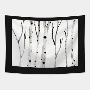 Ink Birch Trees Tapestry