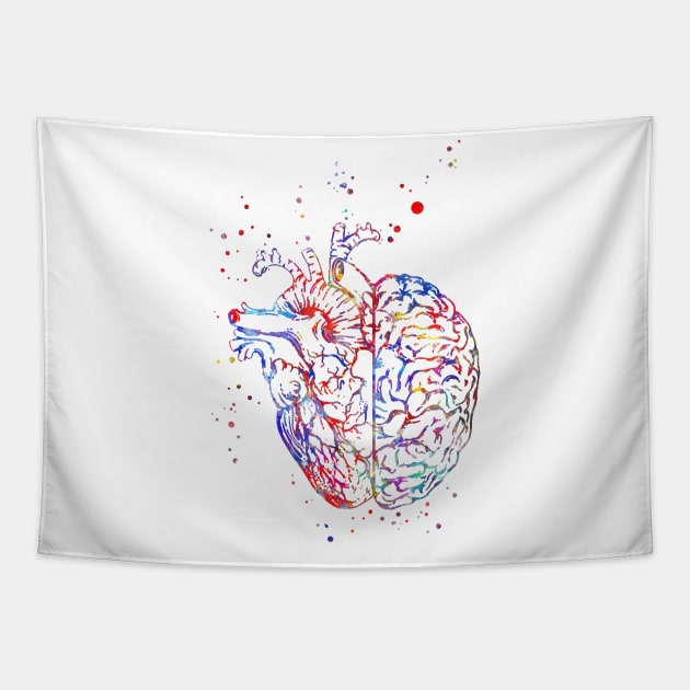 Brain and heart Tapestry by RosaliArt