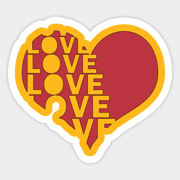 Displaced Love Word Red Heart Love Heart Sticker Teepublic Love you stylized word flower background. displaced love word red heart