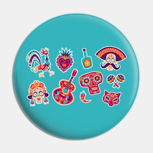 Fun & Colorful Day of the Dead Drawings Pin