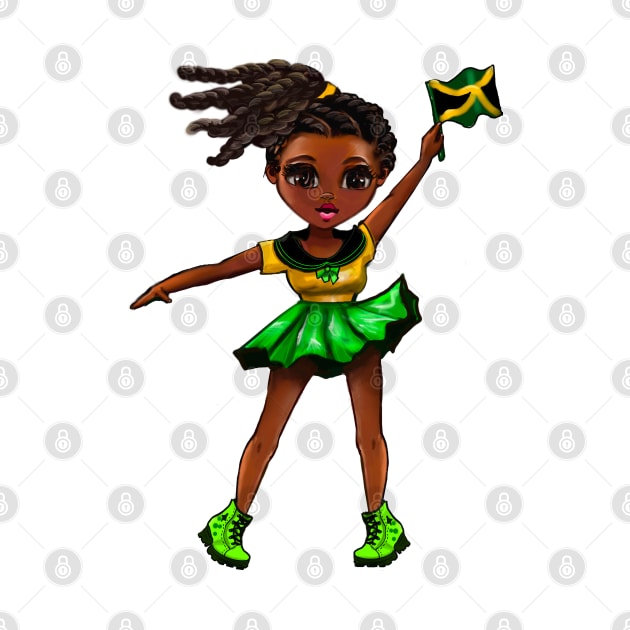 Jamaican girls women Jamaican colors Jamaica Pride anime girl Chible Jamaica flag by Artonmytee