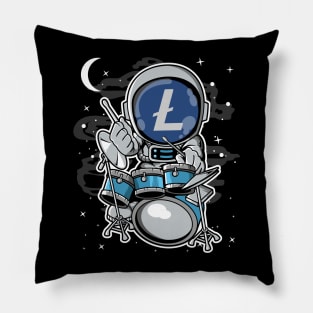 Astronaut Drummer Litecoin LTC Coin To The Moon Crypto Token Cryptocurrency Blockchain Wallet Birthday Gift For Men Women Kids Pillow