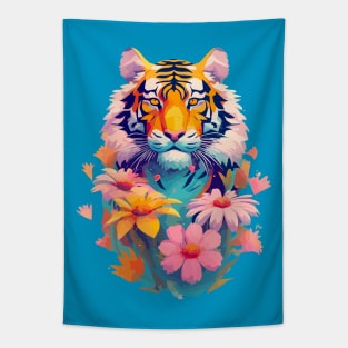 Tropical Tiger with Flowers Design Tapestry