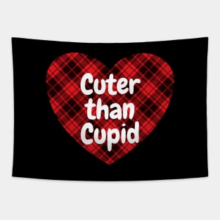 Cuter Than Cupid Red Plaid Hearts Tapestry