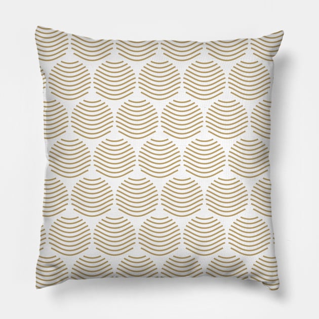 Gold wavy dots pattern Pillow by Vilmos Varga