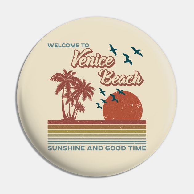 Venice Beach - Venice Beach Retro Sunset Pin by Mondolikaview