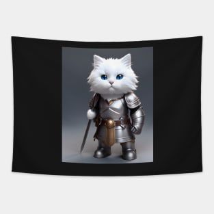 Cat in Armor - Modern Digital Art Tapestry