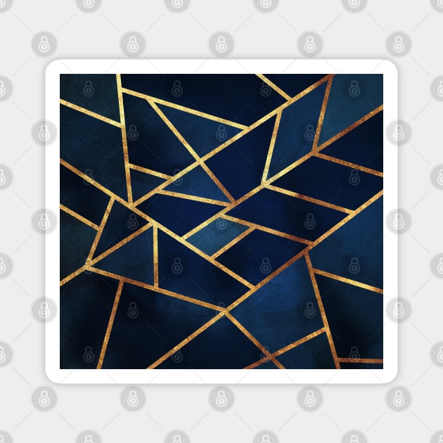 Navy Gold Geometric Magnet by themadesigns