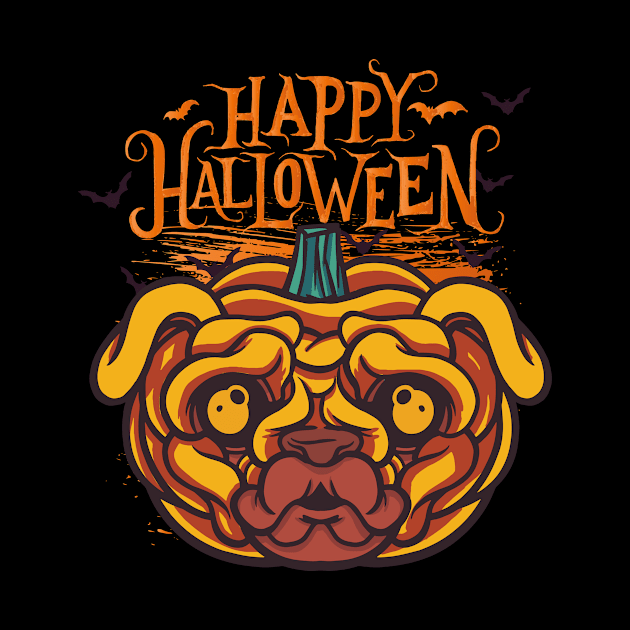 Halloween Happy Halloween Funny Pug Costume by Pummli