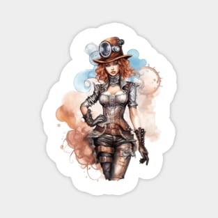 Watercolor Steampunk Girl #6 Magnet