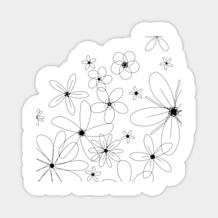 Flower daisy pattern Black white Magnet