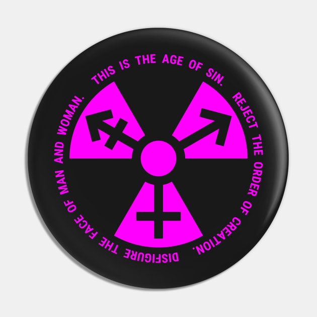 Trans Radiation - Papal Text - Fuchsia(-ish) Pin by GenderConcepts