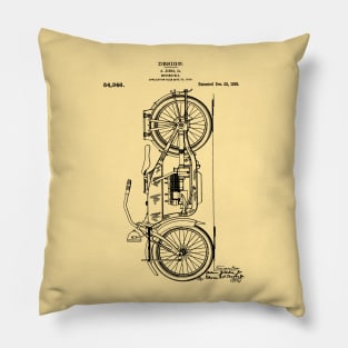 Motorcycle Patent Drawing 1919 Pillow