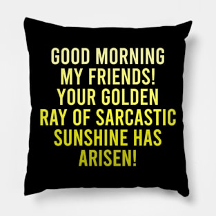 Good Morning My Friends. Your Golden Ray of Sarcastic Sunshine Has Arisen! Pillow